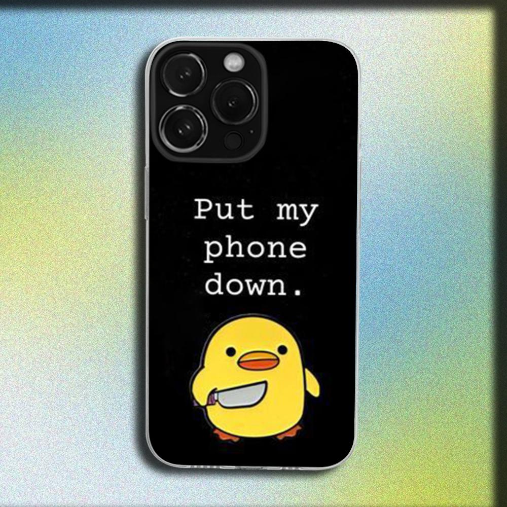 

Dont Touch My Phone Cat Duck Phone Case For iPhone 17 16 15 11 12 14 13 Pro Max Mini X XS XR 7 8 Plus SE 16E Soft Cover Fundas iPhone 7