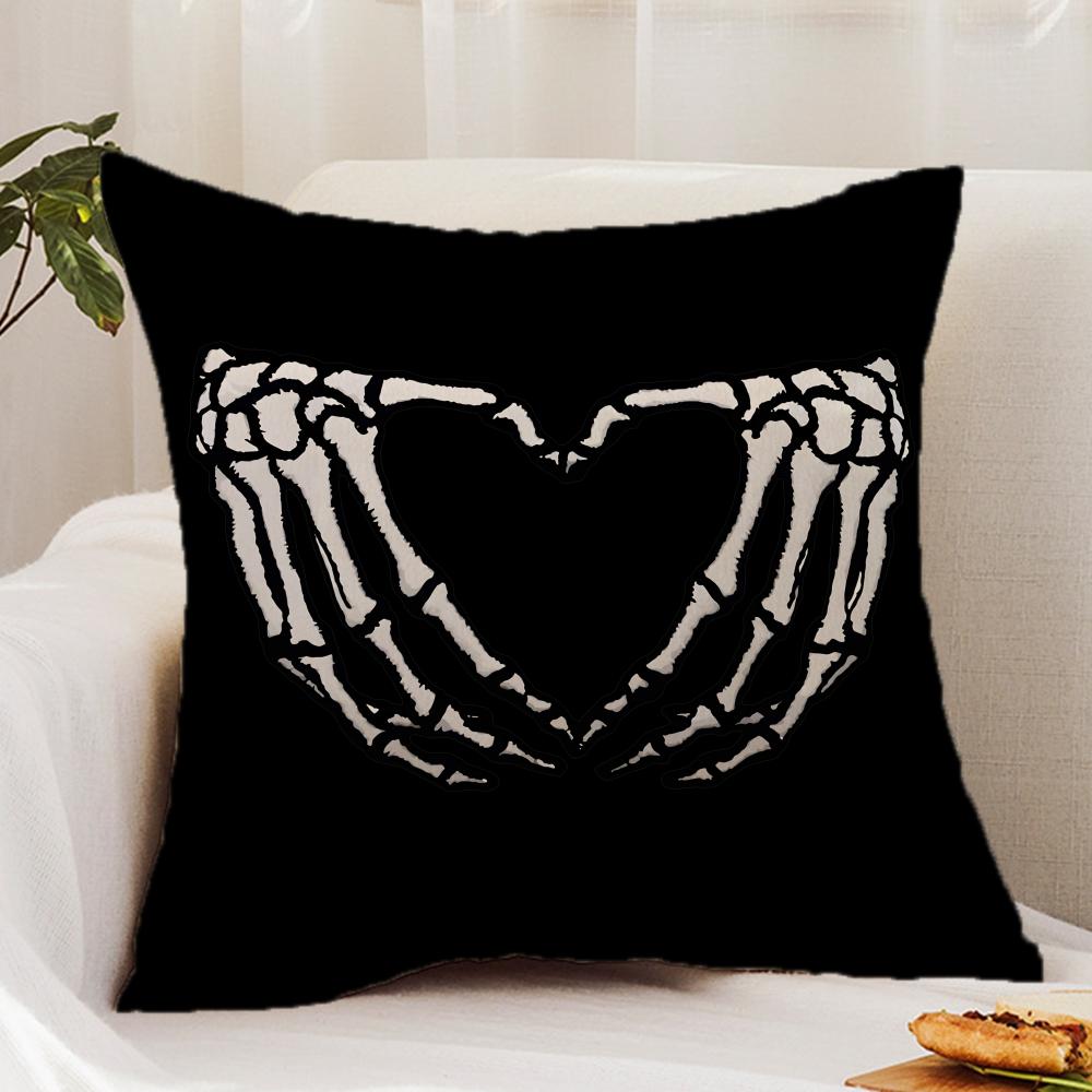 Cool S-Skull Heart Cushion Cover Premium Comfort Reversible Pillow Cover - Dual - Use Design for Home & Car