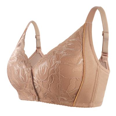 Phnom Penh Intimo con bottoni sul davanti in pizzo Coppa per lo styling da donna Tracolla regolabile Reggiseno di grandi dimensioni per mezza età e vecchiaia senza anelli in acciaio