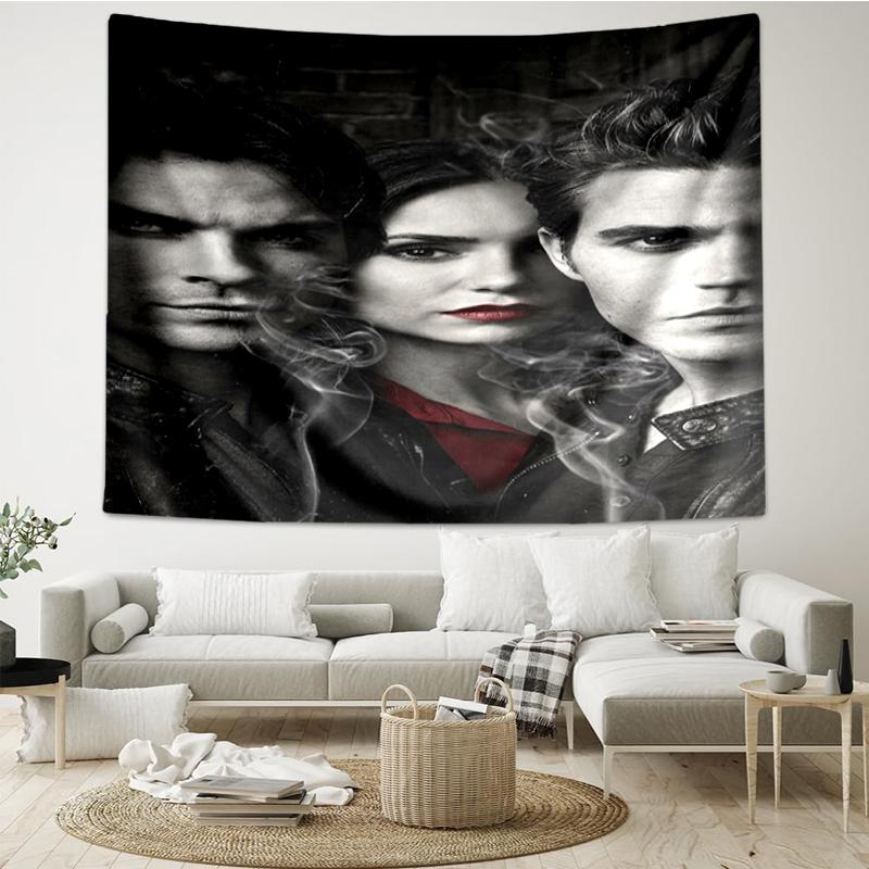 Vampire Diaries Print Tapestry, Backdrop, Easy Setup, Ideal for Bedroom, Office & Living Room, with Aesthetic Wall Hanging Decor.