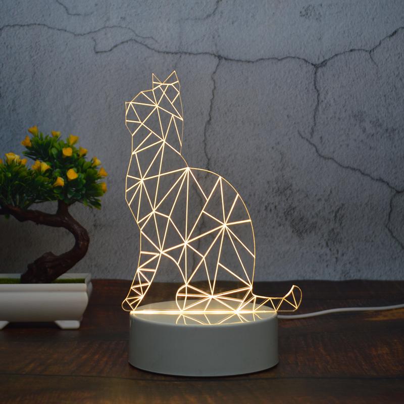Indoor Modern Etch Lighting LED Optical Illusion 3D Acrylic Night Light Lamp Warm White USB Power 1-Year Warranty Small Size for