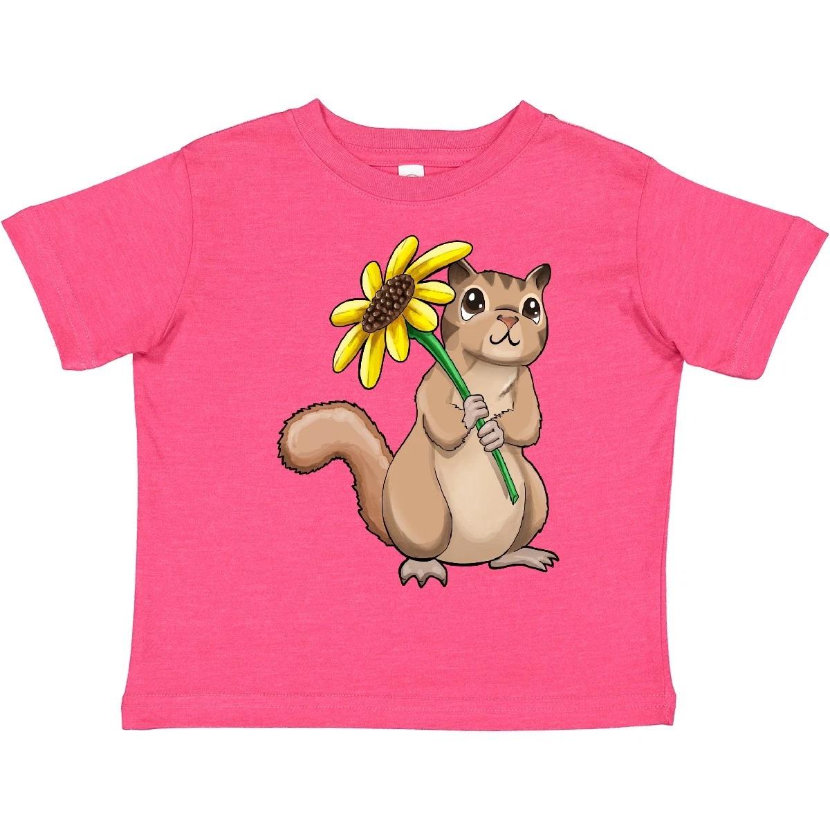 

Inktastic Cute Chipmunk With Sunflower Toddler T-Shirt Animals Animal Flower Kid 150