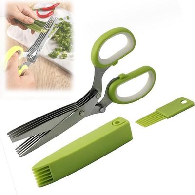 5-Blade Shredder Scissors Manual Paper Shredder, Stainless Steel Blades, Safety Cover, Cleaning Comb