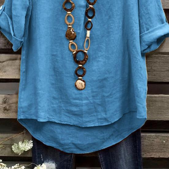 Women Shirt V-Neck Short Sleeve Loose Fit Tee Shirt Pure Color Summer Casual Blouse