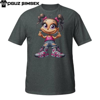 Cute Cartoon Girl T-Shirt – Urban Streetwear Style with K-Pop Finger Heart