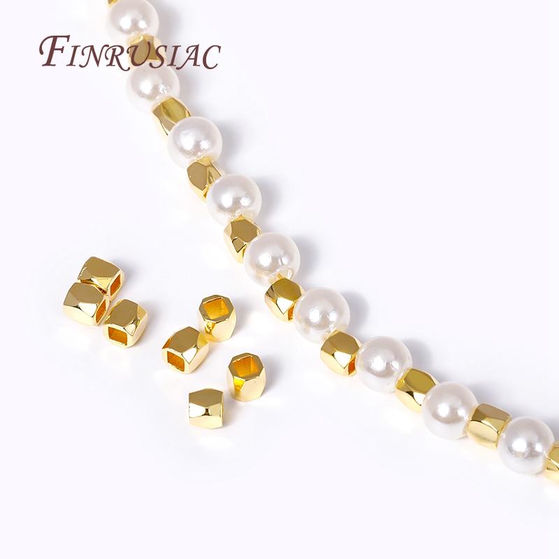 2mm/3mm 18K Gold Plated Metal Spacer Separator Beads Wholesale,Cut Corner Square Spacer Beads For DIY Bracelet Necklace Making
