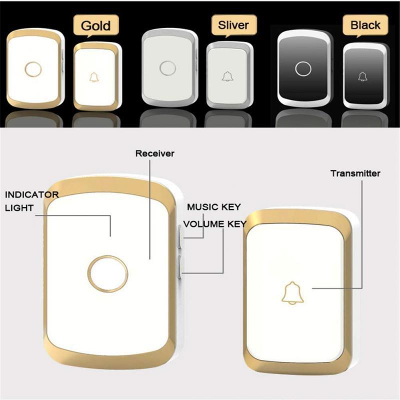 Home Security Welcome Wireless Doorbell Smart Home Door Bell Alarm LED Light 36 Songs With Waterproof Touch Button Smart Alarm
