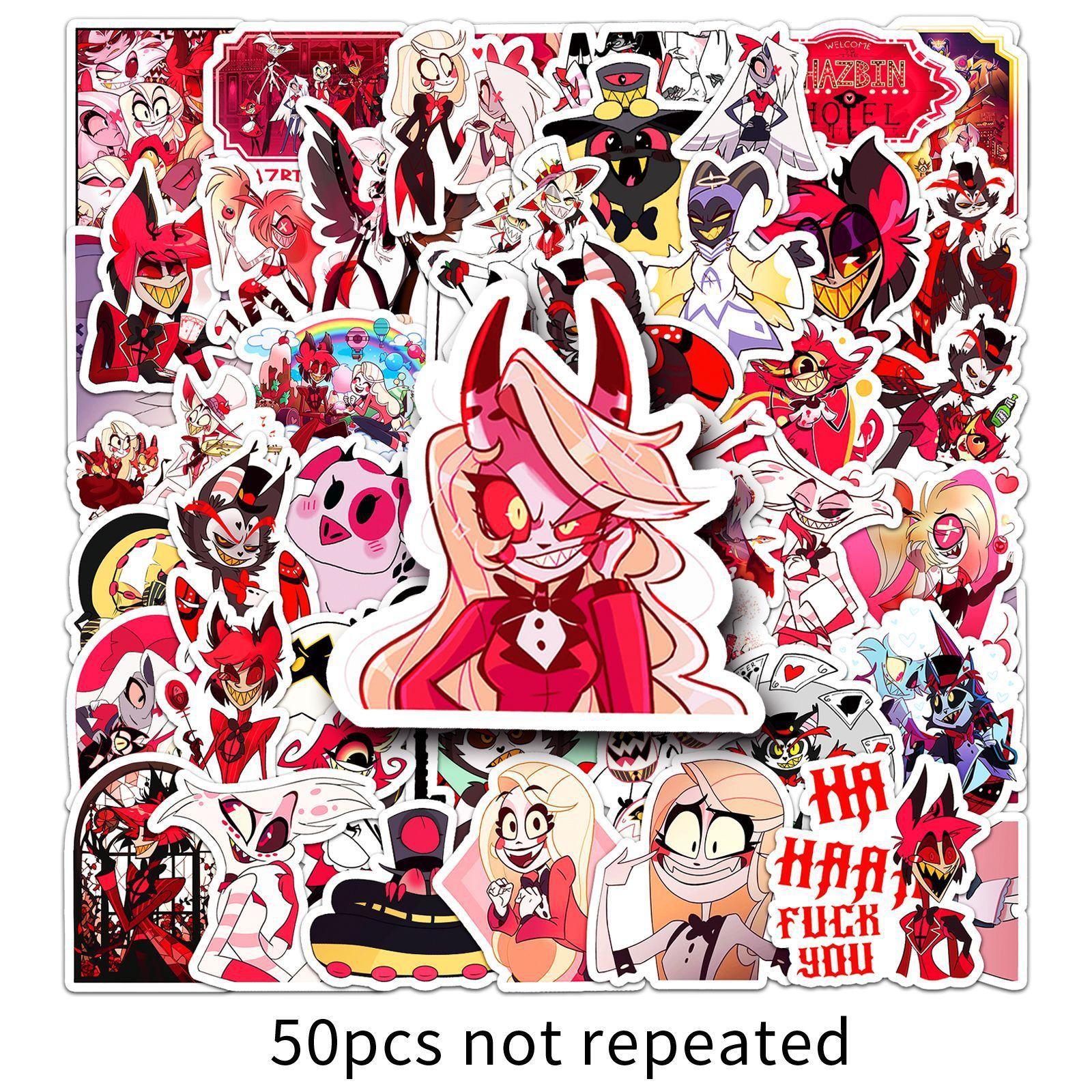 50 Adesivos de Grafite Desenho Animado Hazbin Hotel Capa Decorativa para Celular Adesivos para Computador red