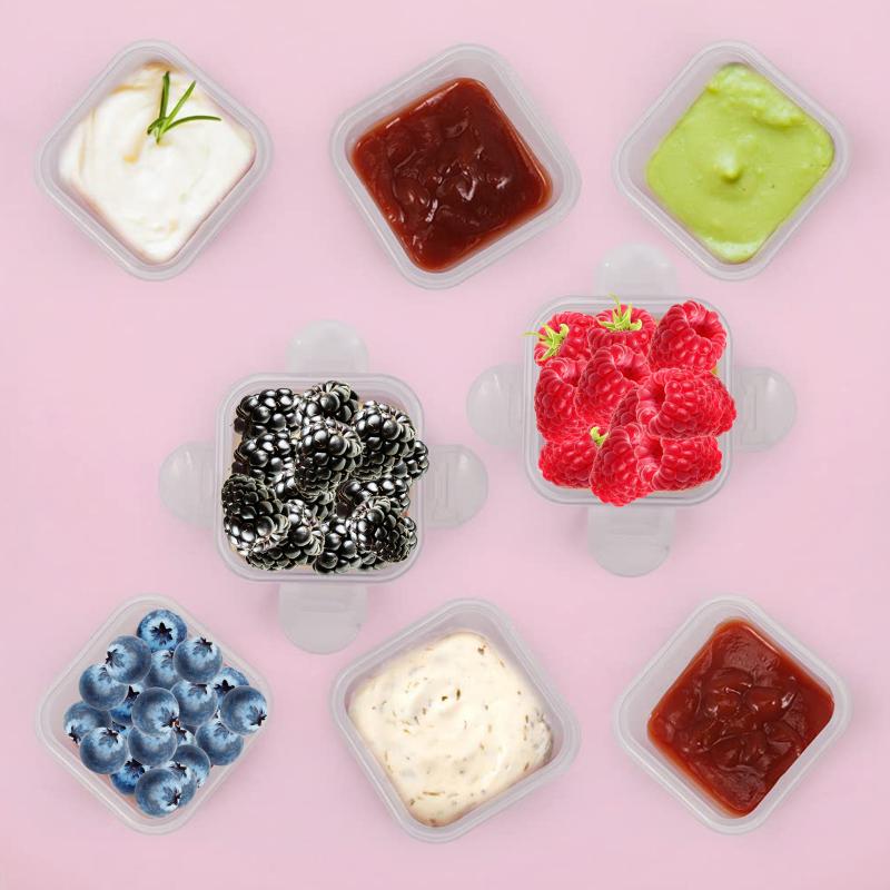 4pcs 60ml Mini Sauce Box Reusable Leak-proof Dishwasher Safe Condiment Containers With Lid For