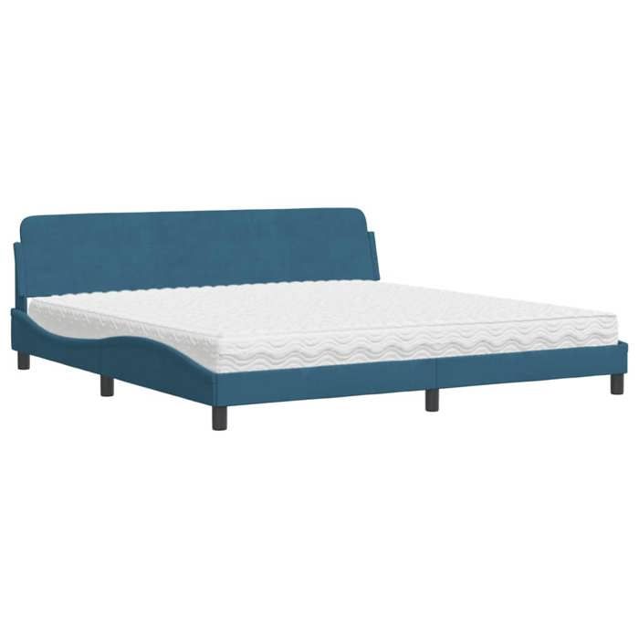 VidaXL Lit avec matelas bleu 200x200 cm velours 3208475