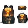 Luxus Beliebt Lustig Neuheit Taube auf Toilette 3D Druck 3Stück/Set Schüler Schultaschen Laptop Tagesrucksack Rucksack Lunchtasche Federmäppchen