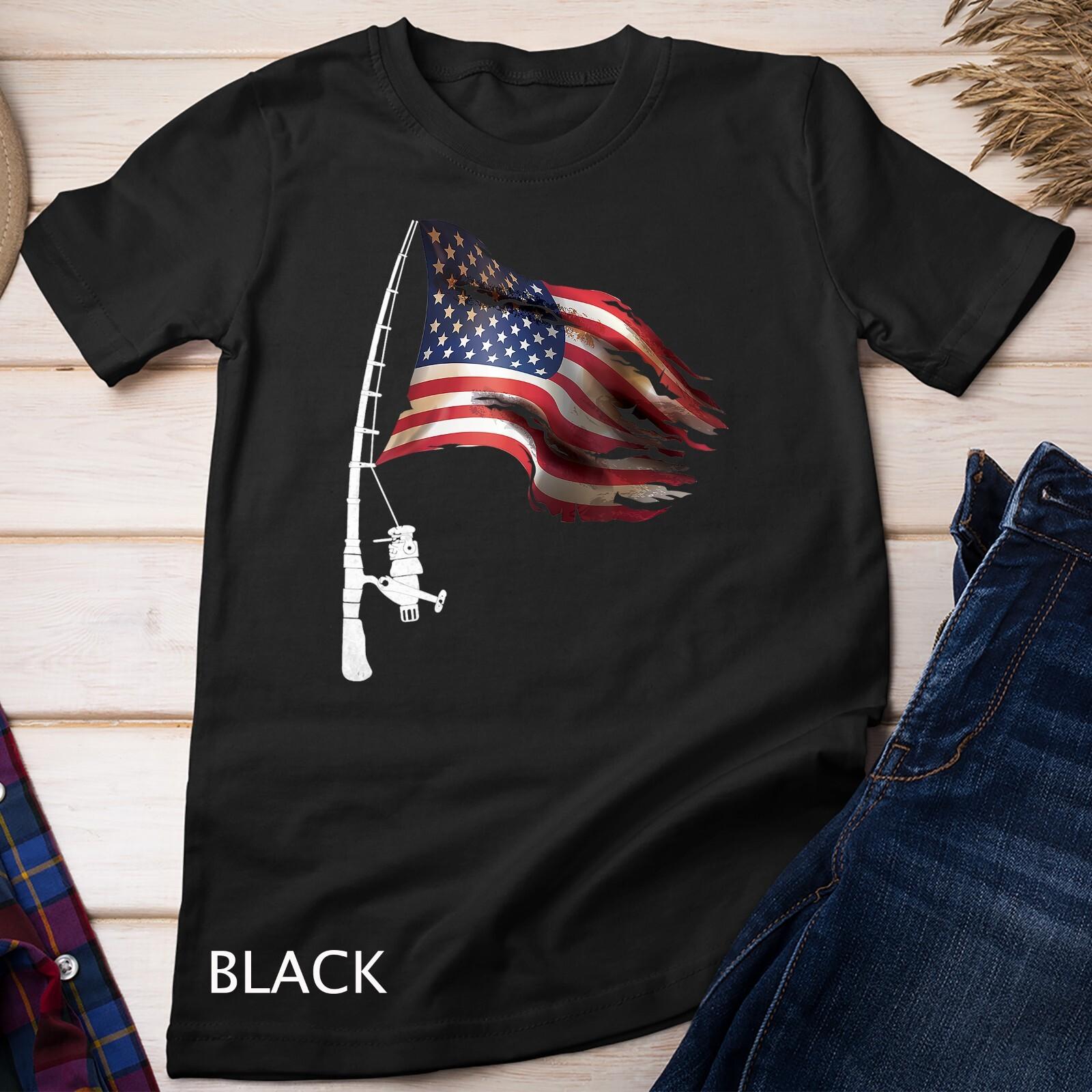Fishing American Flag Fisherman Patriotic day 4th of July Unisex T-Shirt Mens Womens Tees Top 4XL