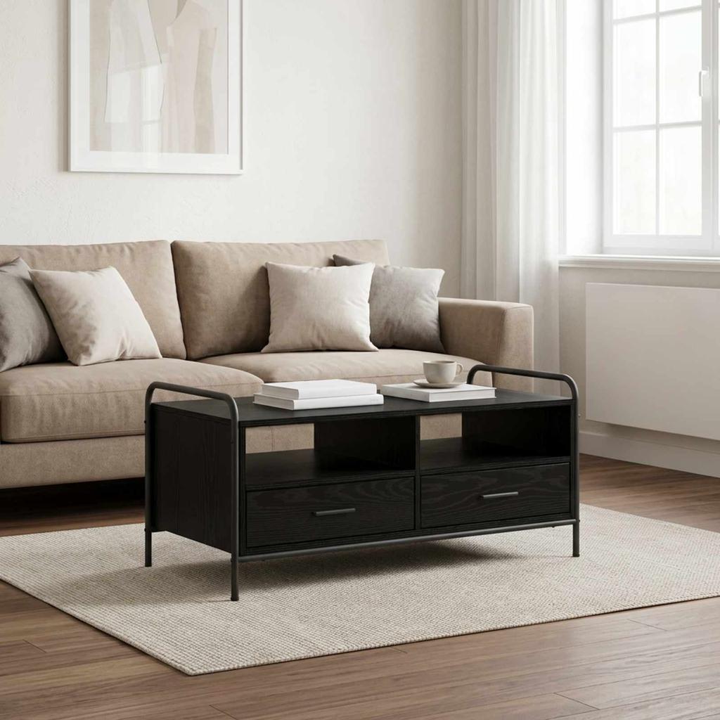 Coffee Table Black Oak Look 99.5 X 49 X 46 Cm Engineered Wood