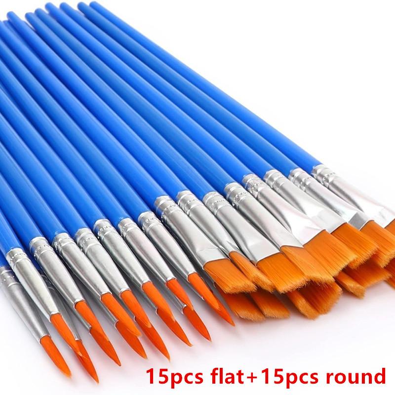 

Painting Brushes Set Art Round Flat Hair Nylon Hair Paint Brush For Oil Acrylic Watercolor Kids/Artists/Beginners/Students C