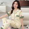 Sweet High-end Pajamas Women's Summer Imitation Cotton Short-sleeved Trousers New Medium Mother Large-size Loungewear