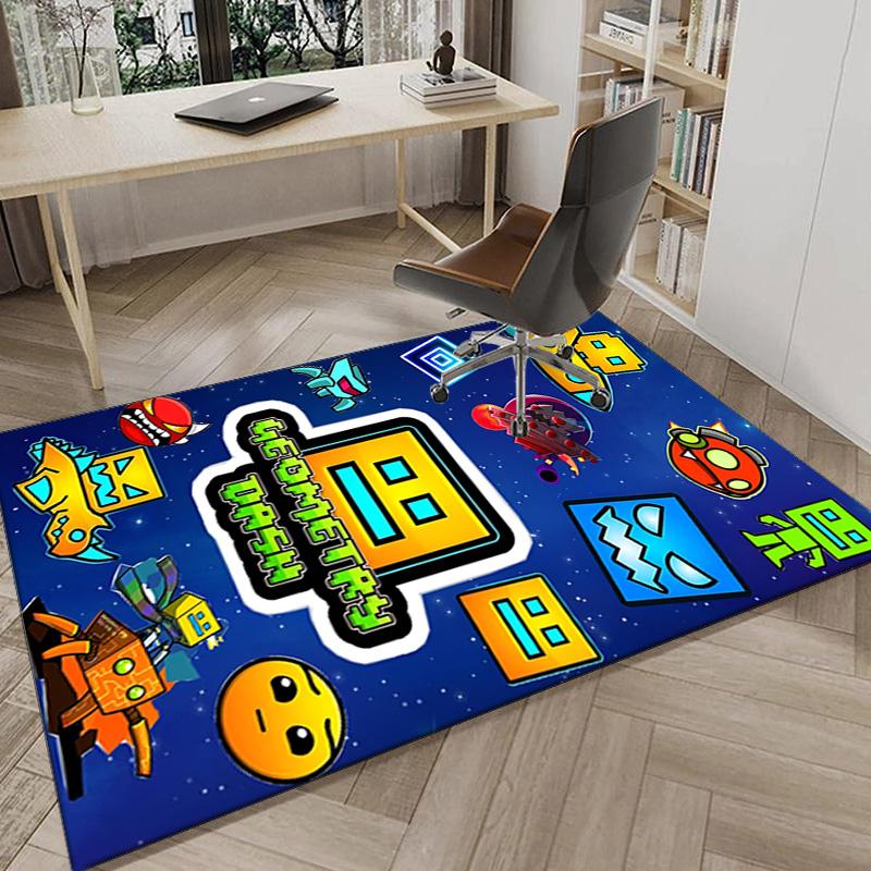 Colorful Geometry Dash Characters Area Rug Office rug, Chair Rug, Decor Carpet Livingroom bedroom Mat, Large Size Fan gifts Christmas gifts