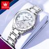 OLEVS 9985 Elegance Dámské Originální Quartzový Strojek Hodinky Keramická Ocel Okénko s Datem Diamantové Svítící Vodotěsné Hodinky