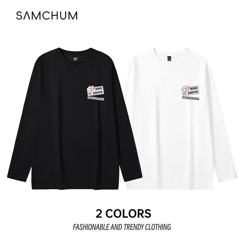 300G American Casual Long-Sleeve Double-Sided Fleece Men's Loose Round Neck Shirt