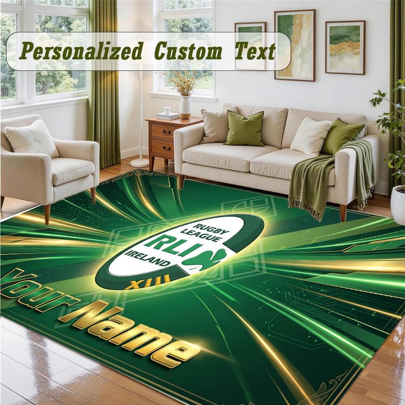 Crystal Velvet Square Rug Custom NameIreland Rugby Pattern Non Slip Home Floor Decor Rug