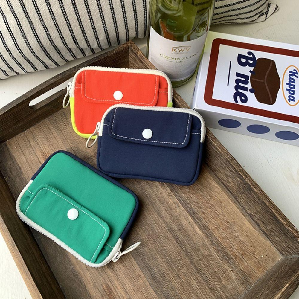 Fashion Solid Color Coin Purse Mini Lightweight Headphone Bag Canvas Cash Wallet Women