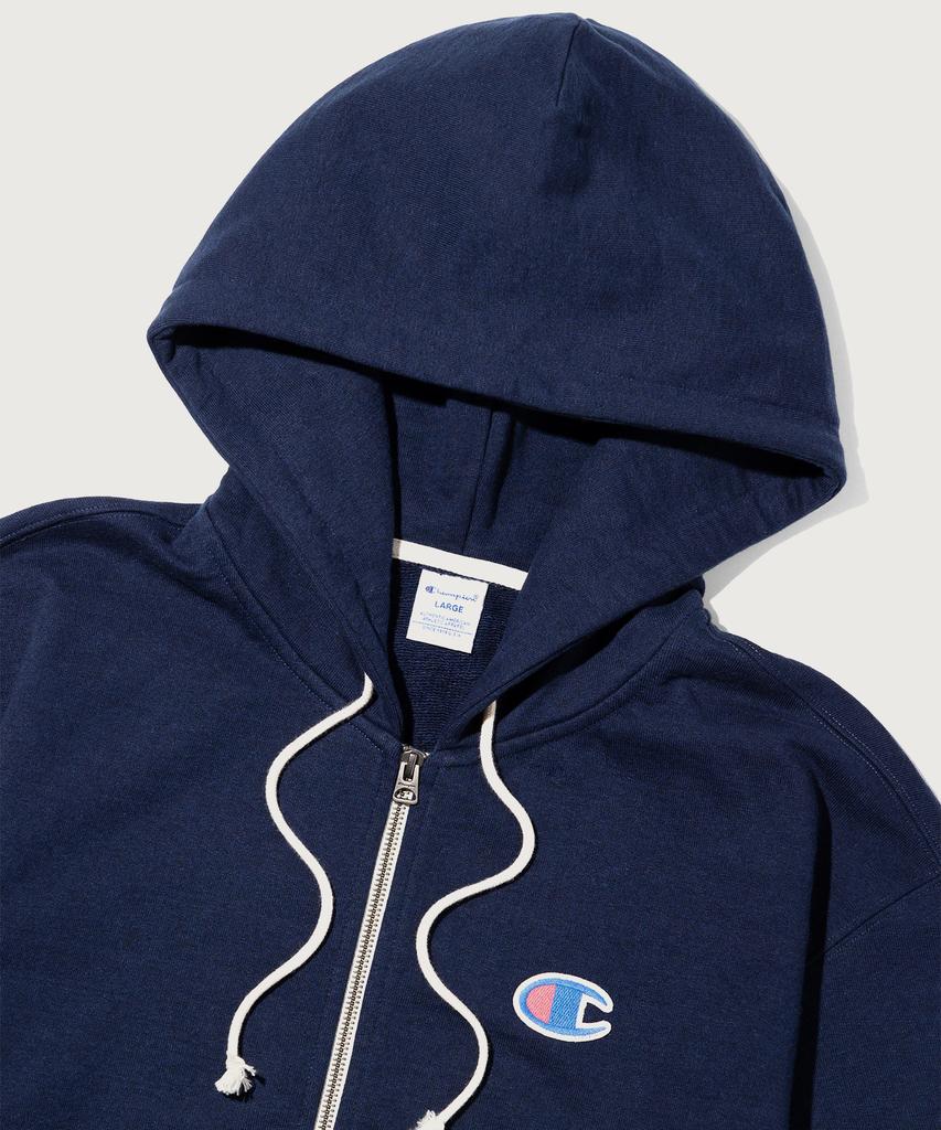 Champion Heritage Logo Loose Fit Zip-Up Hoodie Navy
