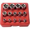 14 Pcs E-Torx Hexagonal Plum Socket Set with Case 1/4, 3/8, 1/2 In Drive Female External Star Socket Set E4-E24 Torque Sockets