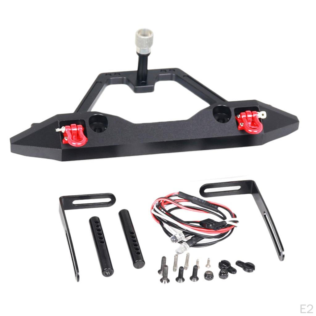 1:10 Metal Rear Bumpers with Towing Shackles & LED Lights for , Axial SCX0046 RC Crawler