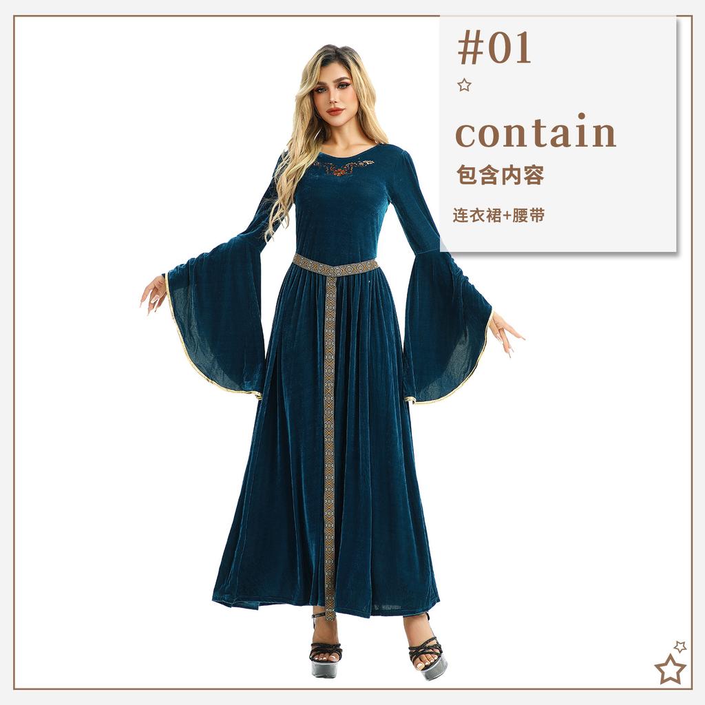 20.26 Million Halloween Costume Vintage Court Style European Farm Civilian Medieval Costume Renaissance Dress