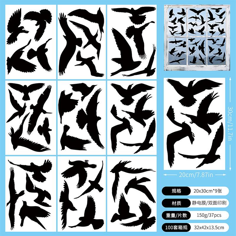 Černá, Antistatická samolepka s kolibříkem, Samolepka na sklo okna, Varovná samolepka, Antikolizní samolepka pro ptáky