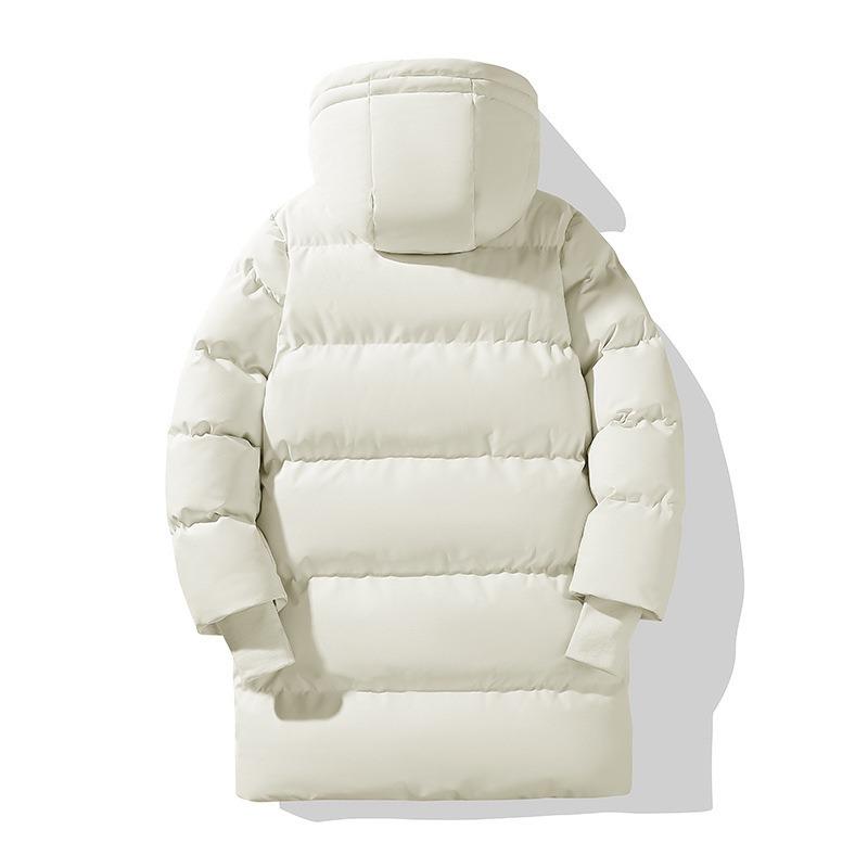 Herbst und Winter Neue Jugend Mittellang und Lang Verdickt Gefütterte Jacke Winter Gefütterte Jacke Männliche Schüler Warme Kapuzen-Gefütterte Jacke