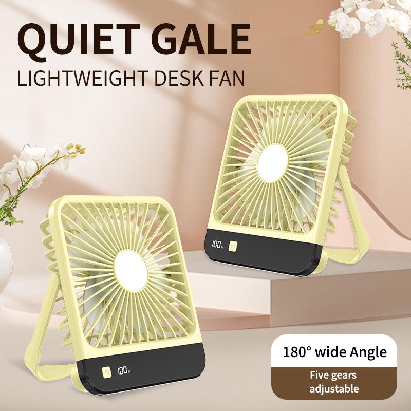 

Portable USB Rechargeable Desk Fan – 180° Tilt Folding Personal Fan, 5 Speeds, Ultra Quiet with Power Display