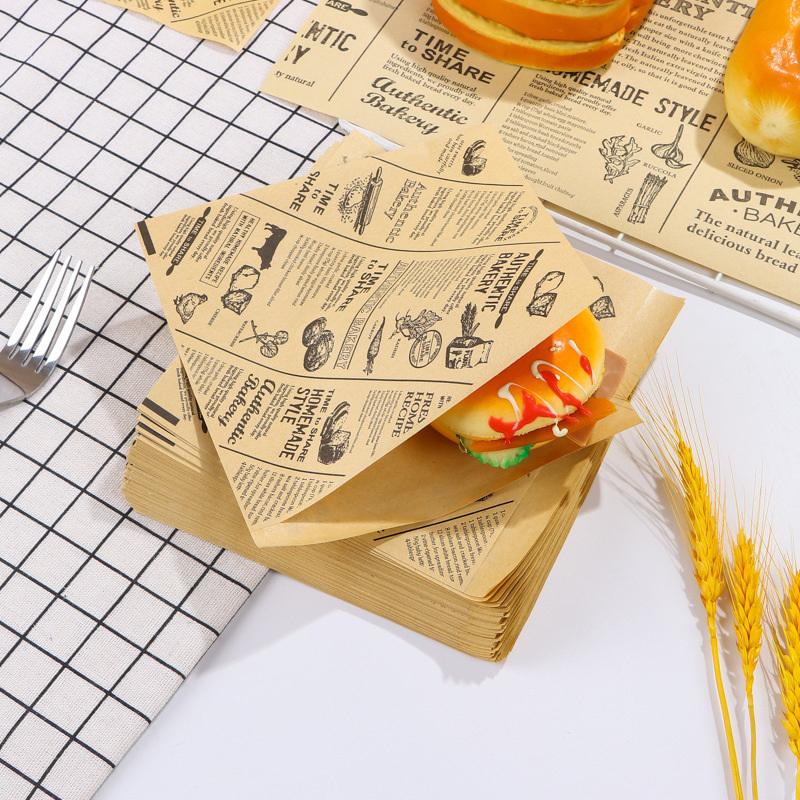 10/20/50 Blatt Lebensmittelverpackungspapier Zeitungsdesign Sandwich Burger Pommes Frittierte Lebensmittel Verpackungspapier Tellermatte Öl Wachspapier