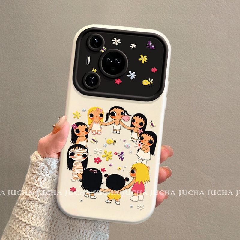 Applicable Huawei Pura80pro + Mobile Phone Case Internet Celebrity New High Sense P70por with Lanyard Circle Girl