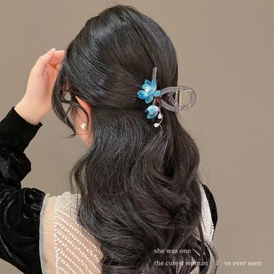 2025 Nová květinová spona do vlasů pro ženy Elegantní čínský styl Magnolie List bambusu Květ broskvoně Sponky do vlasů Letní pláž Žraločí drápky