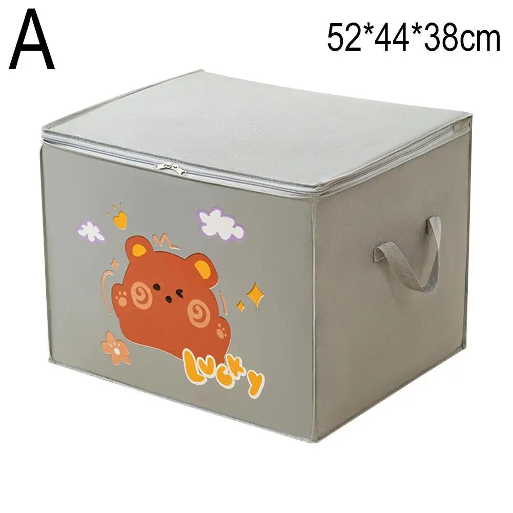 Large Capacity Clothes Quilt Storage Bag Printed Pattern Clothes Foldable Household Box Organizer Dust-proof Storage Wardro W1Y9