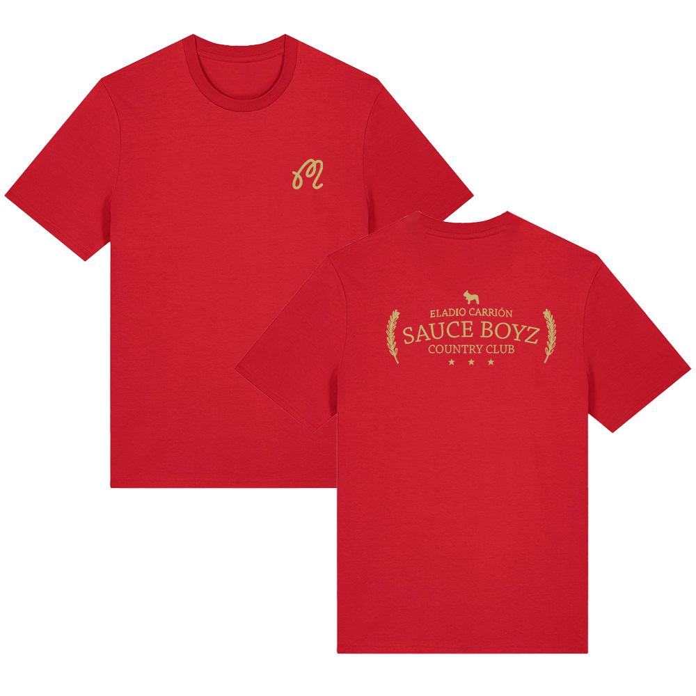 

Eladio Carrión Malbon Sauce Boyz Country Club Tees Eladio Carrion T-shirts Harajuku Women Men Cotton Casual Clothing XXL червоний