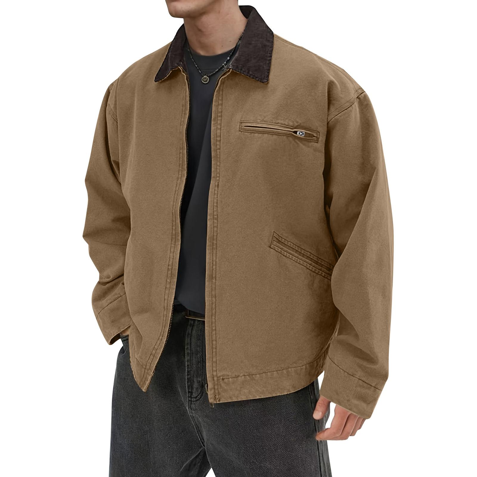 

Men s Solid Color Camouflage Outdoor Sports Jacket Men s Pocket Button Casual Jacket XXL хаки