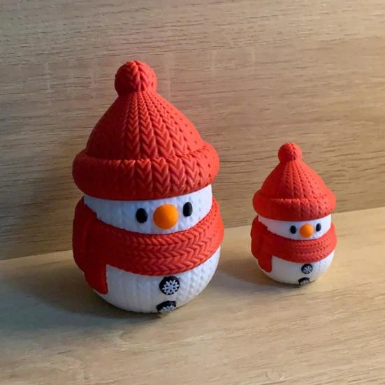 3D Printed Snowman Ornament DIY Assembly Mini Textured Snowman Figurine Tabletop Snowman Decoration for Home Office Desk Christmas