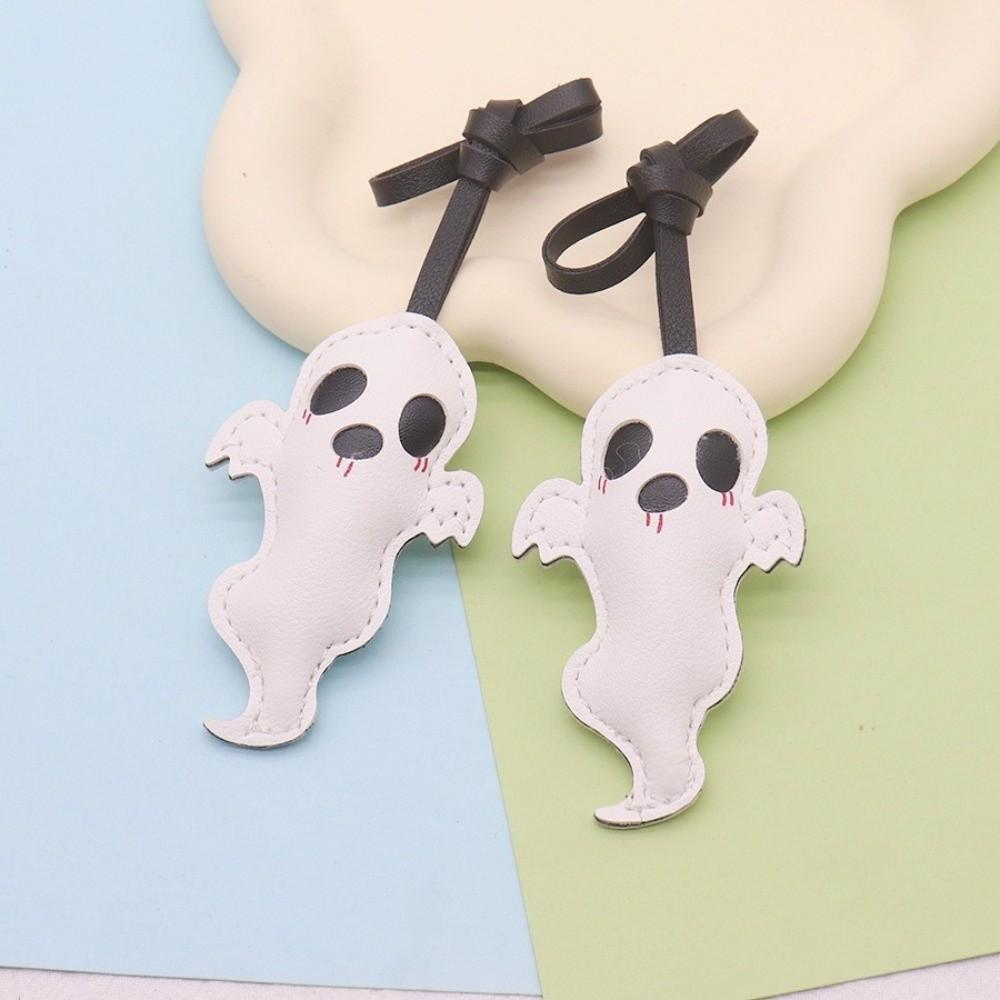 Handmade Halloween Bag Charm Lanyard Leather Pendant Scary Ghost Keychain  Birthday Gift