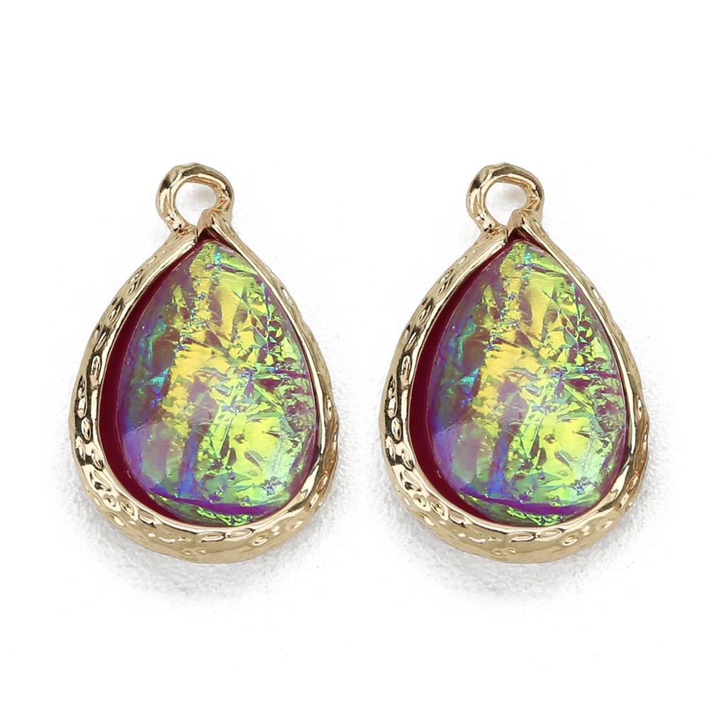 5Pcs/lot Resin Charm Beads Imitation Opal Water Drop Shape Pendant for Jewelry Making DIY Necklace Bracelet Earring Accessories