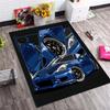 Blue Sport Car Comic Split Panel Print Area Rug Non‑Slip Rectangular Floor Mat Auto Fan Decor for Gaming Bedroom Living Room