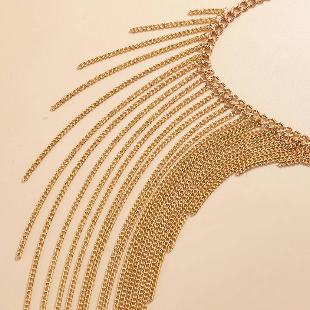 Salircon 3 Color Temperament Unique Mult Layer Tassel Pendant Necklace for Women Creative Adjustable Metal Chain Jewelry Gifts
