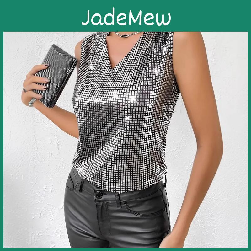 Vest Sleeveless Summer Womens Vneck Thin Plaid Top