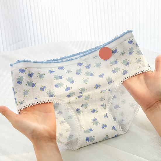 5 Pcs Women's Cotton Briefs Mid Rise Full Coverage Ladies Panties Floral Print