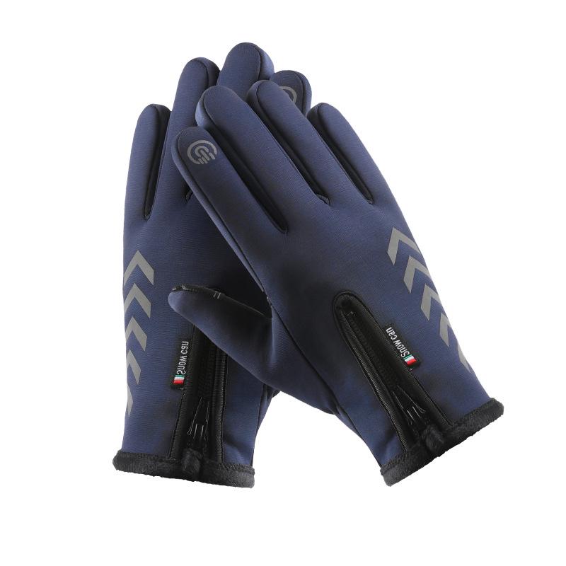 Autumn/Winter Windproof Fleece Cycling Gloves with Touchscreen Compatibility and Zipper Closure