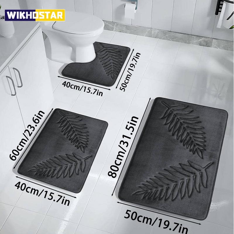 

Набір з 3 килимків для ванної кімнати, нековзні, м які, швидкосохнучі, м які килимки для ванної кімнати, вологопоглинаючі, швидко сохнуть, килимок для ванної кімнати, можна прати в машині, для підлоги вдома 3 PCS