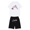 Unisex Jogging Set Summer Casual Printed Round Neck Short Sleeve T-Shirt + Shorts Set Sports Suit