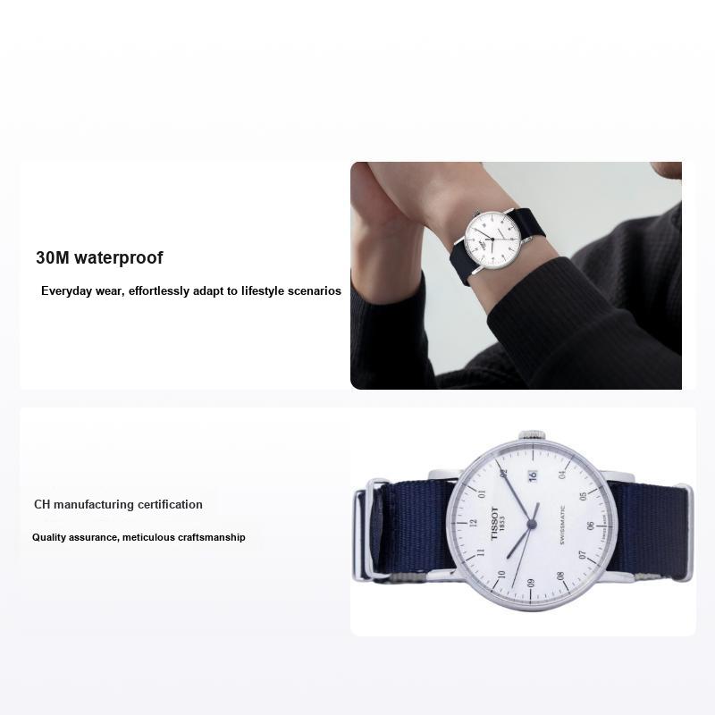 Tissot Men's Silver Le Locle Automatic Mechanical Movet 30M Water Resistant Watch 40Mm Dial Stainless Steel Case Nylon Strap T109.407.17.032.00