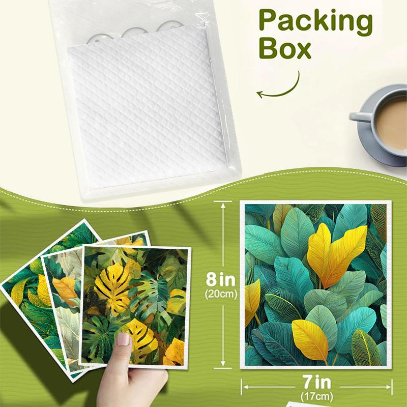 6PCS Green Leaves Printed Swedish Dishcloths Eco-Friendly Kitchen Rags Absorbent Dish Towels Reusable Washable Cleaning Cloths