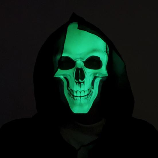 3D Skull Face Guard Glow In The Dark Lightweight EVA Fabric Realistic Design Halloween Headpiece Makeup Apparel Props